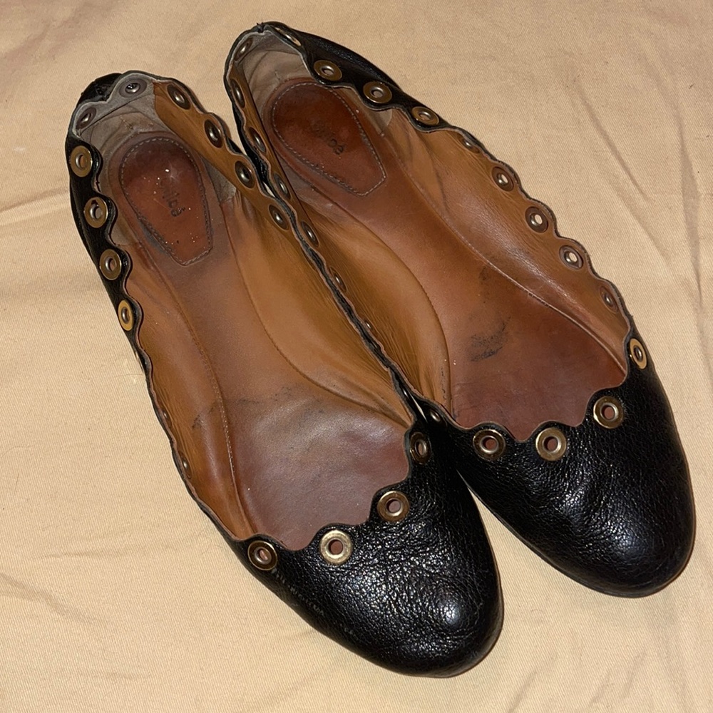Chloe scalloped flats lauren with grommets size 39.5 9.5